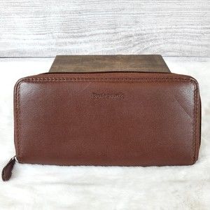 Barberini's Brown Leather Zip Around Wallet